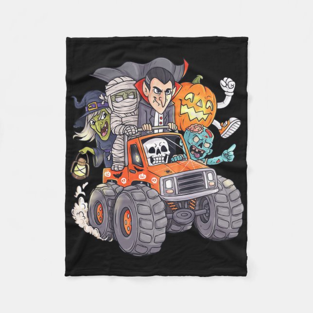 Cobertor De Velo Halloween Skeleton Zombie Monster Vampire Bo (Frente)