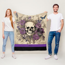 Cobertor De Velo Halloween Skull Name