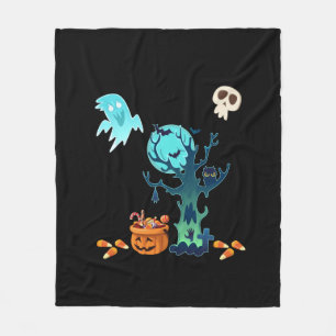Cobertor De Velo Halloween Spooky Ghosts Bats Skulls & Candy