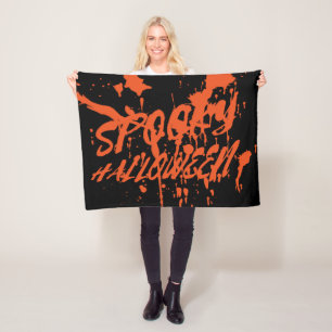 Cobertor De Velo Halloween Spooky Splash Retro Red Orange Horror