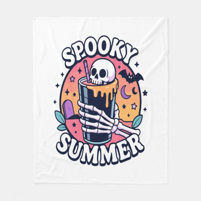 Cobertor De Velo Halloween Spooky Summer Skeleton Beber (Frente)