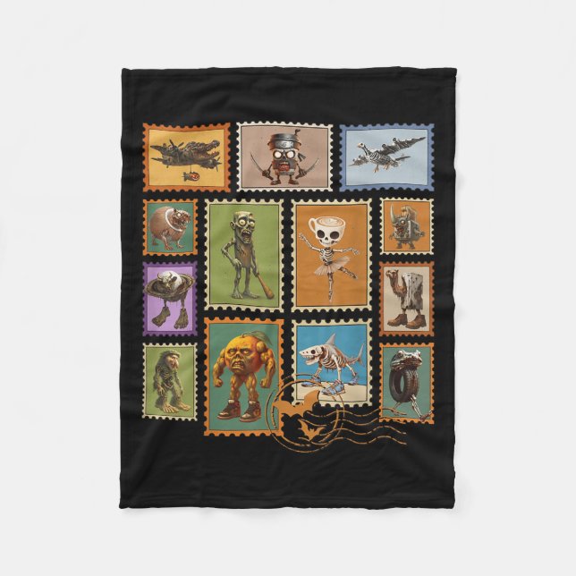 Cobertor De Velo Halloween Stal Stamps Italian Brainrot Zombie  (Frente)