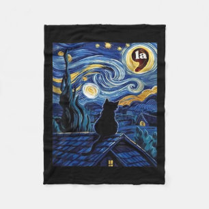 Cobertor De Velo Halloween Starry Night Black Cat Comma La Kamala H