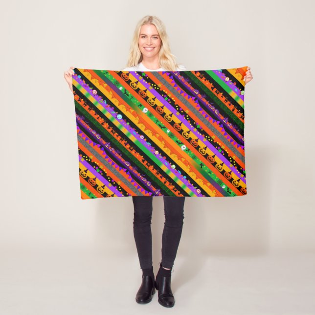 Cobertor De Velo Halloween Striped Icons (In Situ)