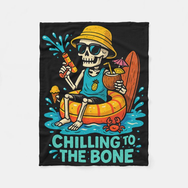 Cobertor De Velo Halloween Summer Chilting To Bone Skeleton Flo (Frente)