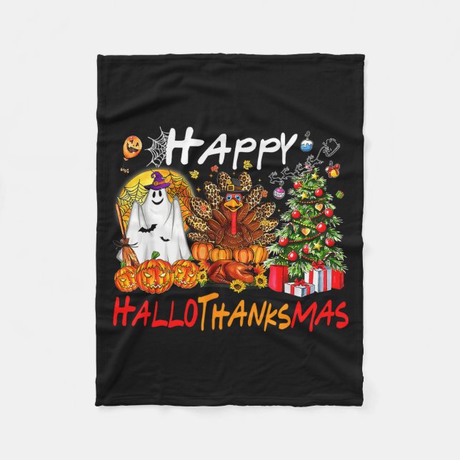 Cobertor De Velo Halloween Thanksgiving Christmas Turkey Happy Hall (Frente)