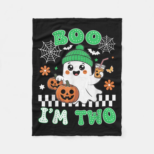 Cobertor De Velo Halloween Two Birthday Boo Im Two Groovy Birthday  (Frente)