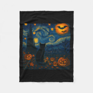Cobertor De Velo Halloween Van Gogh Noite Estrelada Gatos Pretos Ab