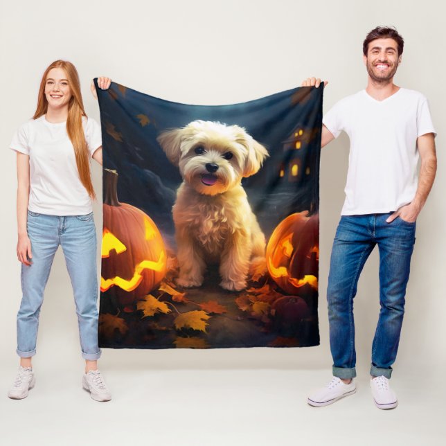 Cobertor De Velo Halloween Yorkipoo Com Abóboras Assustador (In Situ)