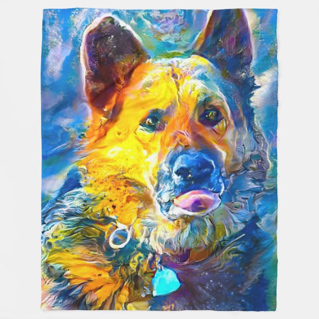 Cobertor De Velo Halo: Retrato de um German shepherd (Frente)