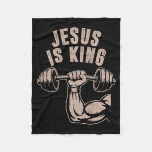 Cobertor De Velo Halteres Cruz Jesus é Rei Treino Cristão Engraçado