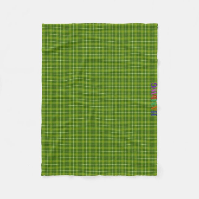 Cobertor De Velo HAMbWG Fleece Blanket - L. Xadrez Verde (Frente)