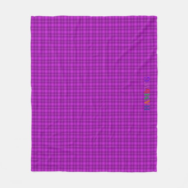 Cobertor De Velo HAMbWG Fleece Blanket - Xadrez violeta (Frente)