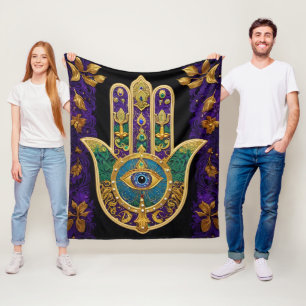 Cobertor De Velo Hamsa Terceiro Olho Dourado Ornamentado