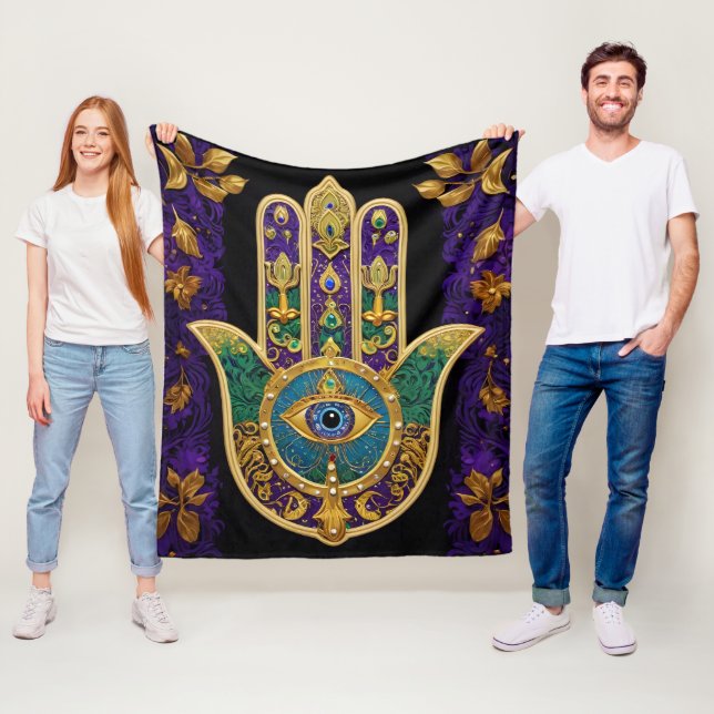Cobertor De Velo Hamsa Terceiro Olho Dourado Ornamentado (In Situ)