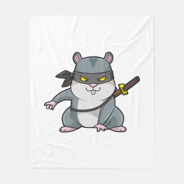 Cobertor De Velo Hamster como Ninja nas artes marciais com espada (Frente)