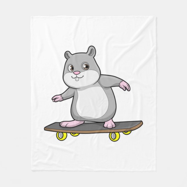 Cobertor De Velo Hamster como Patinador com skate (Frente)