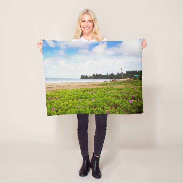 Cobertor De Velo Hanalei Bay, Kauai Hawaii Beach Flowers (In Situ)