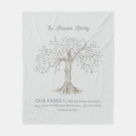 Cobertor De Velo Hand Painted Tree Custom Family Quote Light Gray