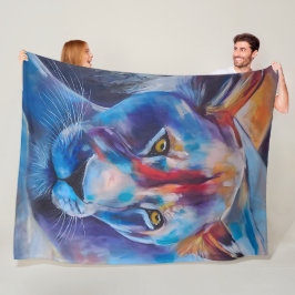 Cobertor De Velo Hand Painted Wild Cat Portrait