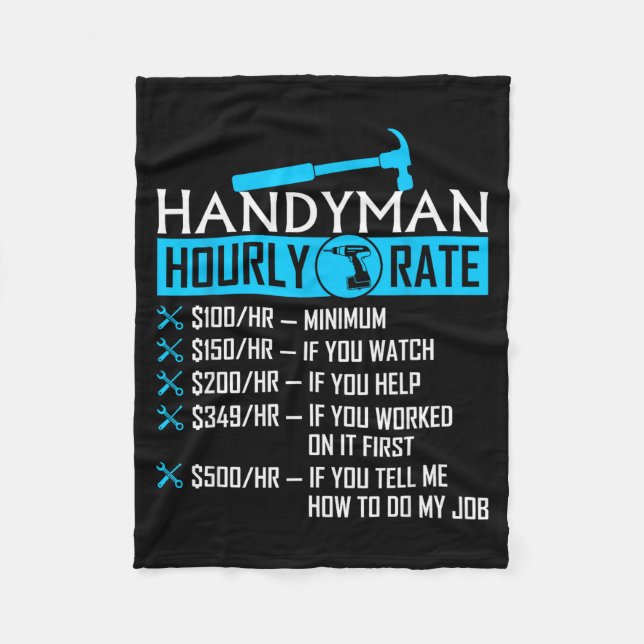 Cobertor De Velo Handyman Hourly Rate Humor Carpenter Funny Handy M (Frente)