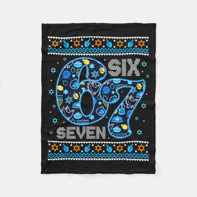 Cobertor De Velo Hanukkah 67 Festive Dreidel Ugly Sweater Jew Six S (Frente)
