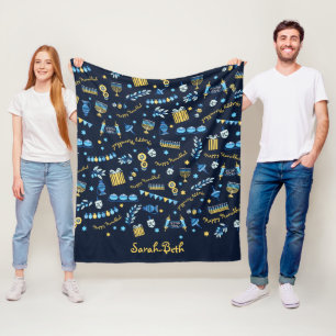 Cobertor De Velo Hanukkah Personalizou Menorah Dreidel
