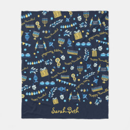 Cobertor De Velo Hanukkah Personalizou Menorah Dreidel