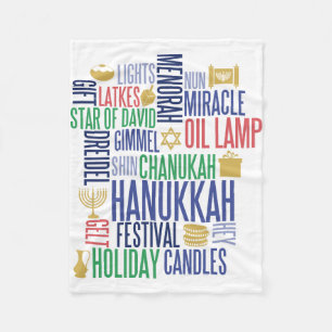 Cobertor De Velo Hanukkah Words Holiday Fleece Blanket