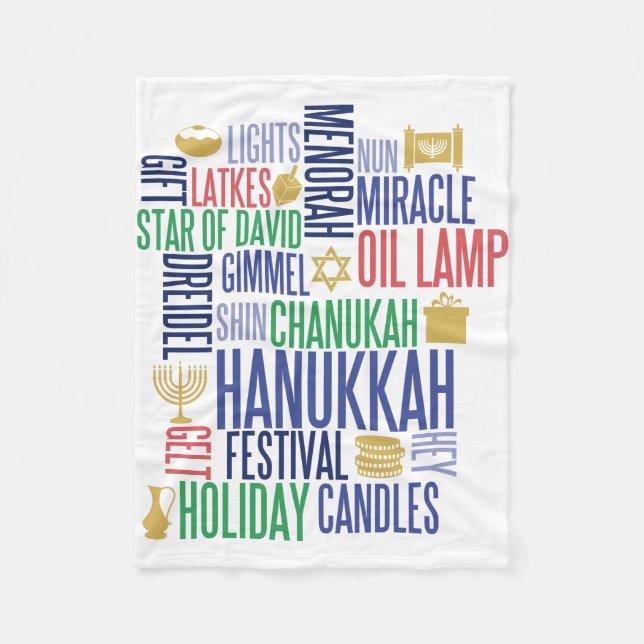 Cobertor De Velo Hanukkah Words Holiday Fleece Blanket (Frente)