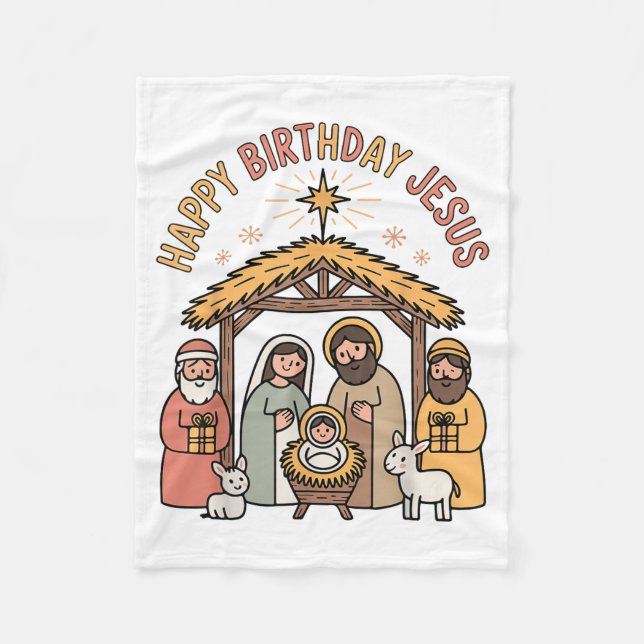 Cobertor De Velo Happy Birthday Jesus Christmas Christian Outfit To (Frente)