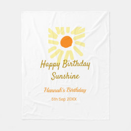 Cobertor De Velo Happy birthday sunshine yellow orange birthday boh