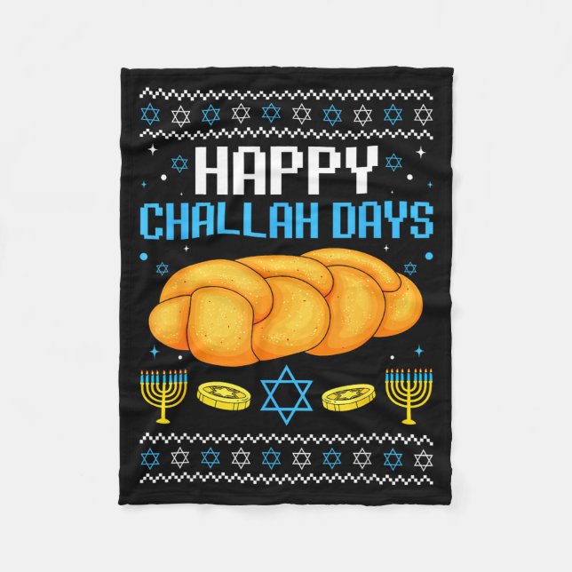 Cobertor De Velo Happy Challah Days Ugly Christmas Hanukkah  (Frente)