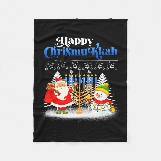 Cobertor De Velo Happy Chrismukkah Jewish Christmas Hanukkah  (Frente)