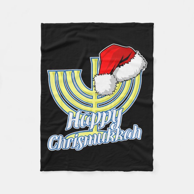 Cobertor De Velo Happy Christmukkah Hanukkah Christmas  (Frente)