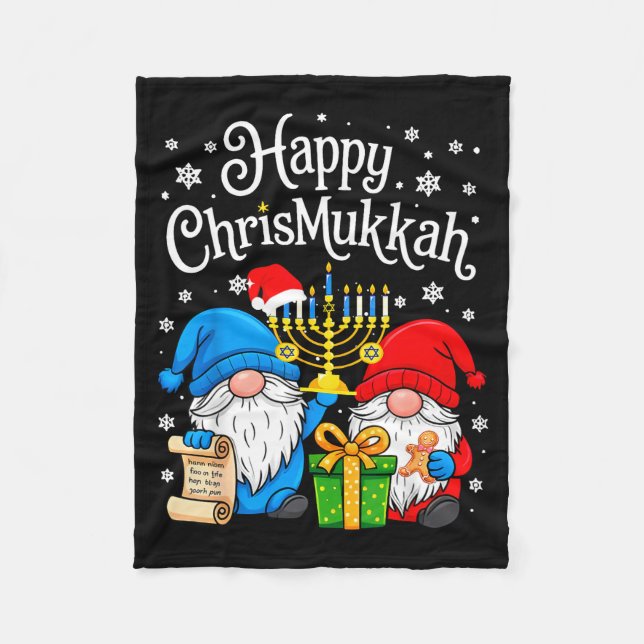 Cobertor De Velo Happy Christmukkah Hanukkah Christmas Gnome Xmas F (Frente)