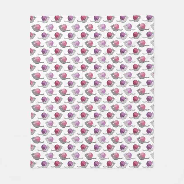 Cobertor De Velo Happy Cute Cats Playing with Balls Pattern (Frente)