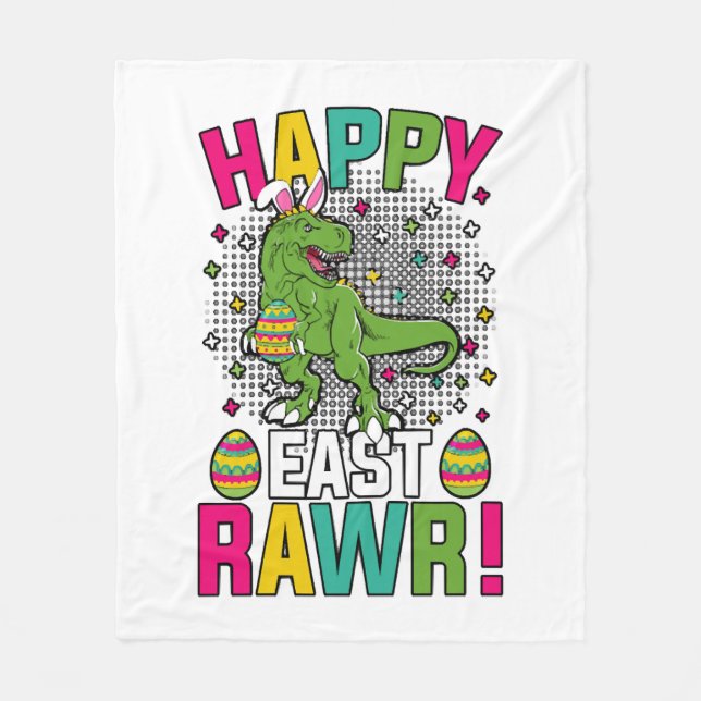 Cobertor De Velo Happy East Rawr Páscoa T-Rex (Frente)