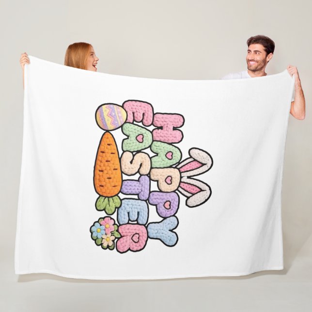 Cobertor De Velo Happy Easter Knitted Yarn Texture Pastel Holiday G (In Situ)