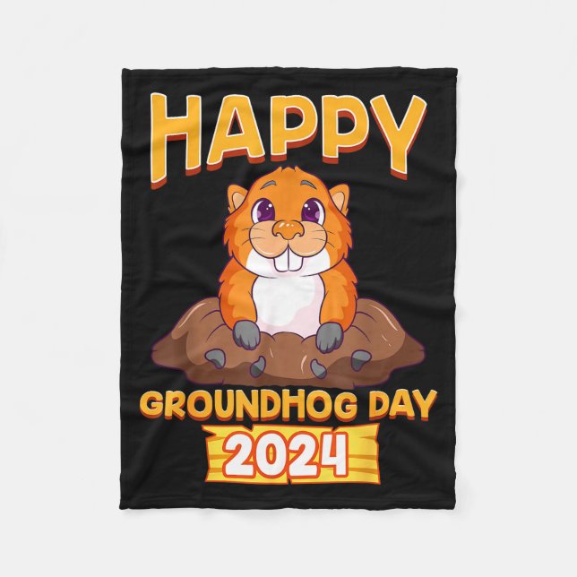 Cobertor De Velo Happy Groundhog Day 2024 Woodchuck Weather Meteoro (Frente)