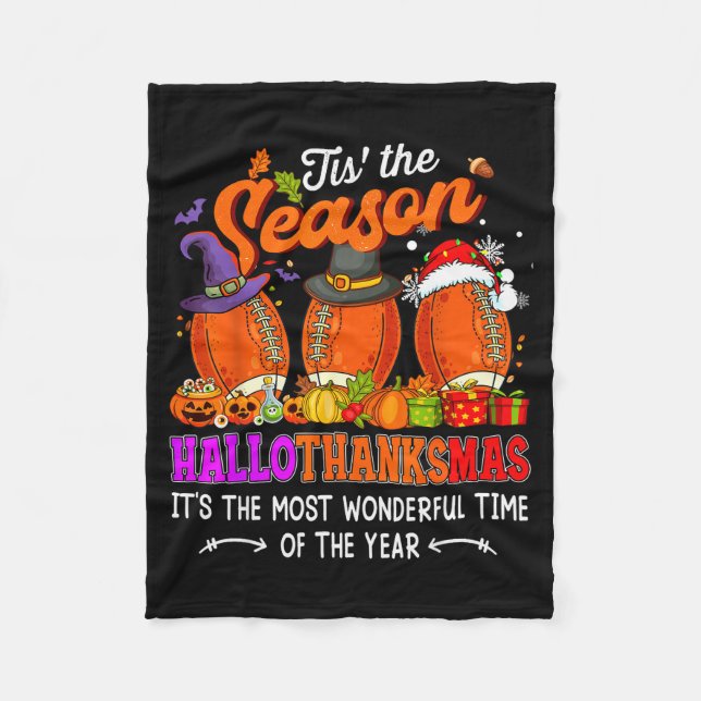 Cobertor De Velo Happy Hallothanksmas Funny Halloween Thanksgiving  (Frente)