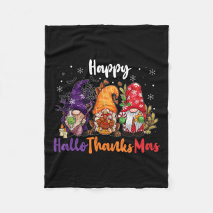 Cobertor De Velo Happy Hallothanksmas Gnomos Lover Feliz das Bruxas