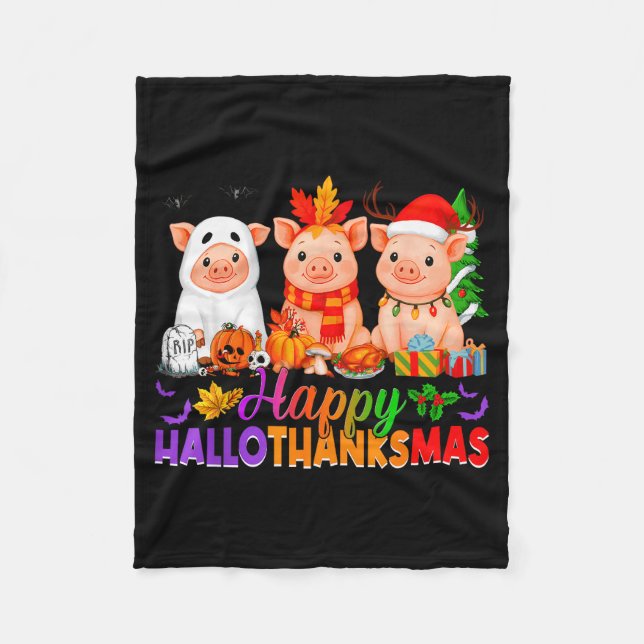 Cobertor De Velo Happy Hallothanksmas Gs Halloween Thanksgiving Chr (Frente)