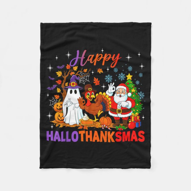Cobertor De Velo Happy Hallothanksmas Halloween Thanksgiving 67 Chr (Frente)