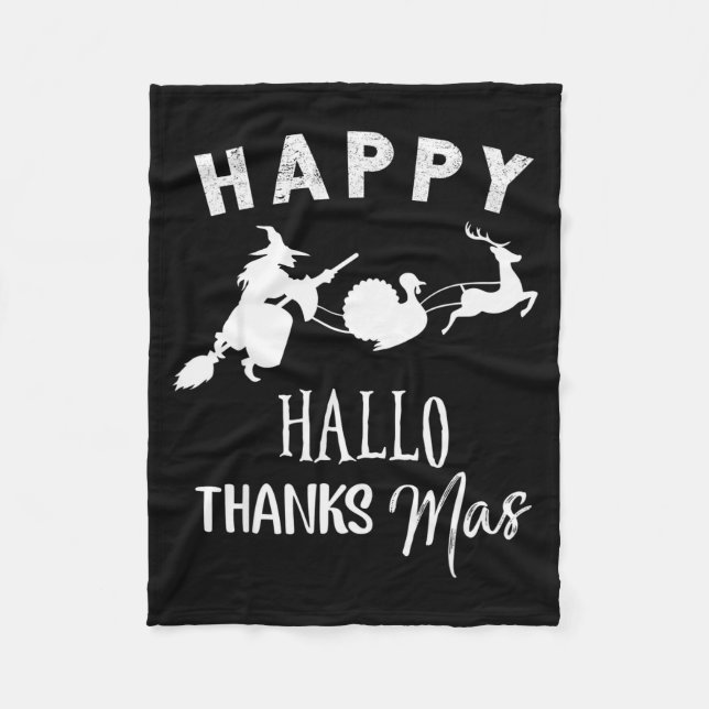 Cobertor De Velo Happy Hallothanksmas Halloween Witch Thanksgiving  (Frente)