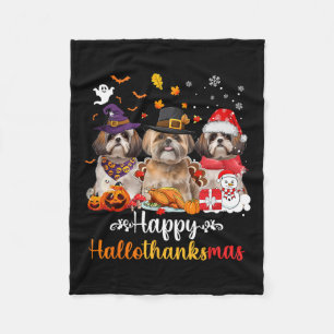 Cobertor De Velo Happy Hallothanksmas Shih Tzu Cristo de Dia das Br