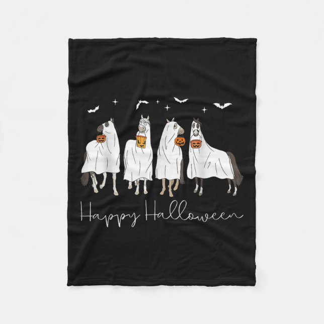 Cobertor De Velo Happy Halloween Horse Ghost 2025  (Frente)