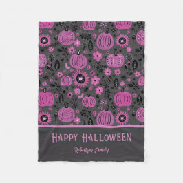 Cobertor De Velo Happy Halloween Purple Pumpkin Family Name