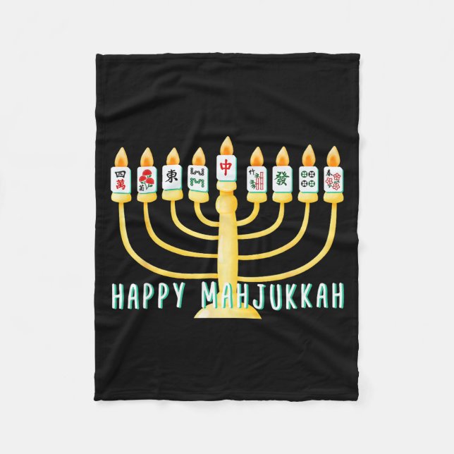 Cobertor De Velo Happy Hanukkah Mahjong Menorah Mahjukkah Chanukkah (Frente)