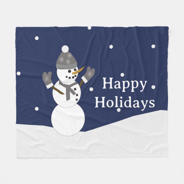 Cobertor De Velo Happy Holidays Snowman with mittens (Frente (Horizontal))